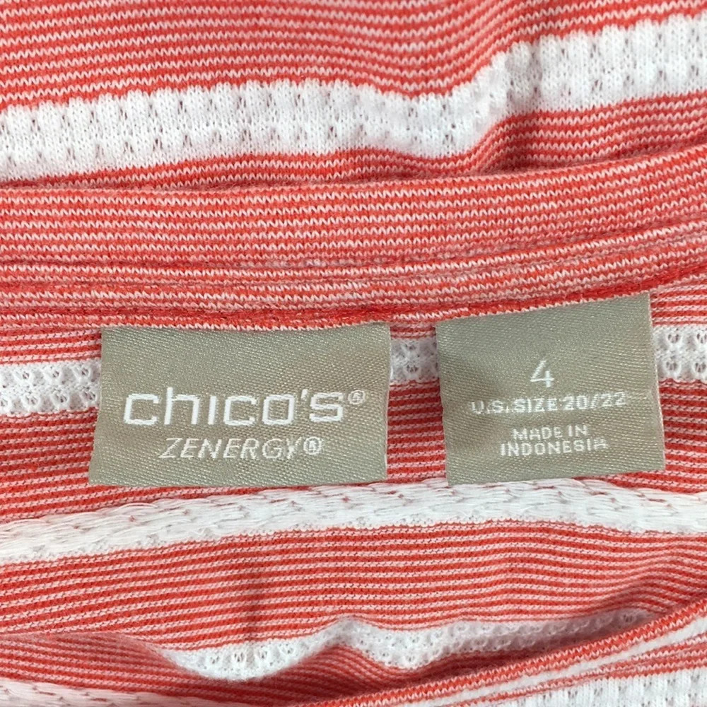 Zenergy Chico's Textured Envelope-Hem Tunic Top Womens‎ 4 XXL Red White Stripe - Picture 5 of 12